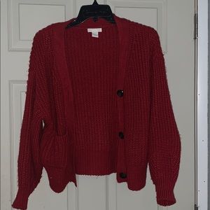 Red warm cardigan
